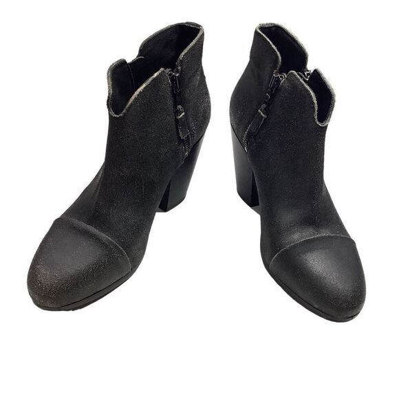 Rag & Bone Margot Black Distressed Leather Booties - Picture 2 of 6